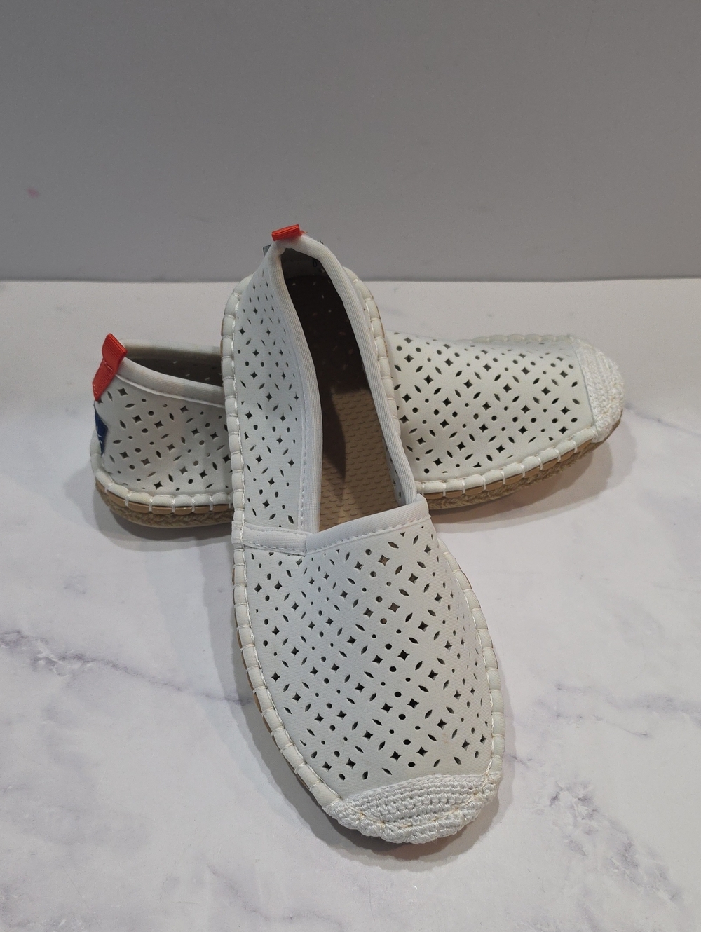 Sea Star Beachwear  White Beachweat Perforated Slip-On Espadrilles